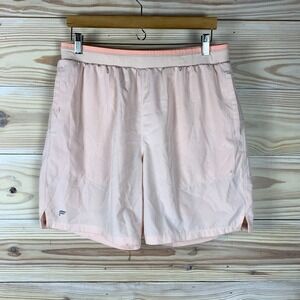 Fabletics Fundamental Mens Medium Pink‎ Salmon Athletic Shorts 31x7 Inseam Lined